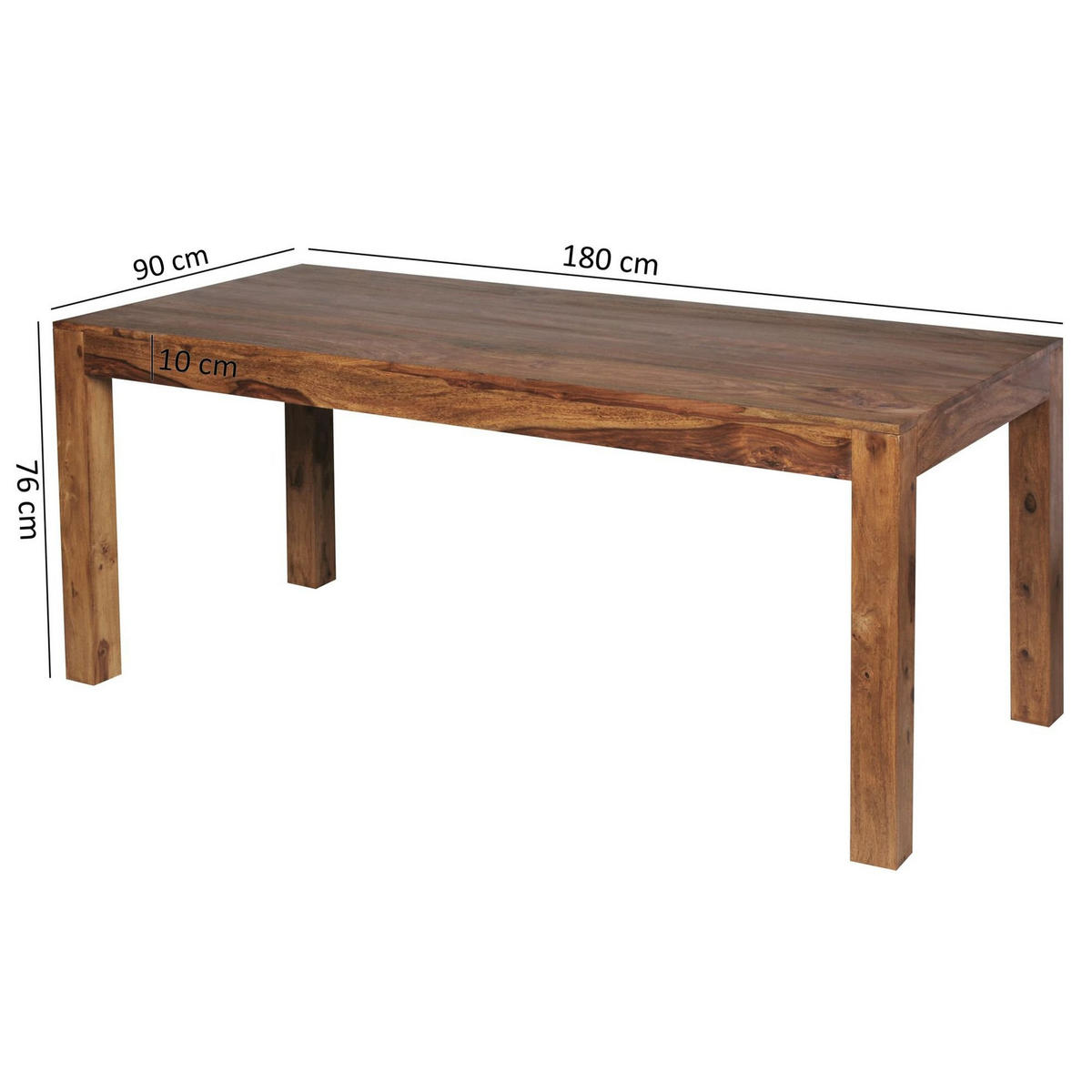 ESSTISCH Massivholz Akazie Rechteckig Handgefertigt NAKO, Braun 180x90x76 cm - Dunkelbraun/Braun, Holz (90/180/76cm) - KADIMA DESIGN