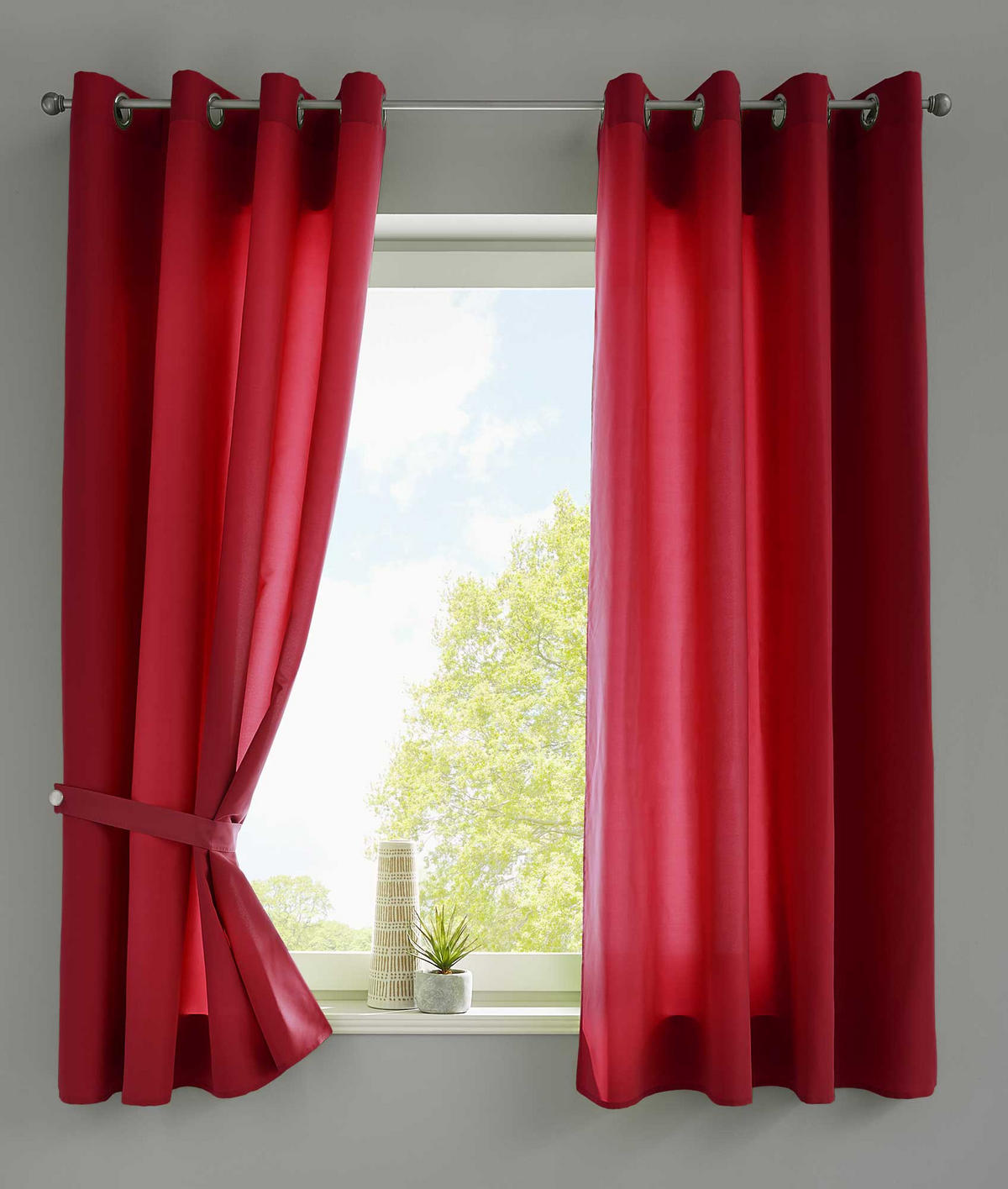 VORHANG 2ER SET BERLIN HxB 145x140cm Bordeaux - Bordeaux, Textil (140/145/145cm) - Gardinenbox