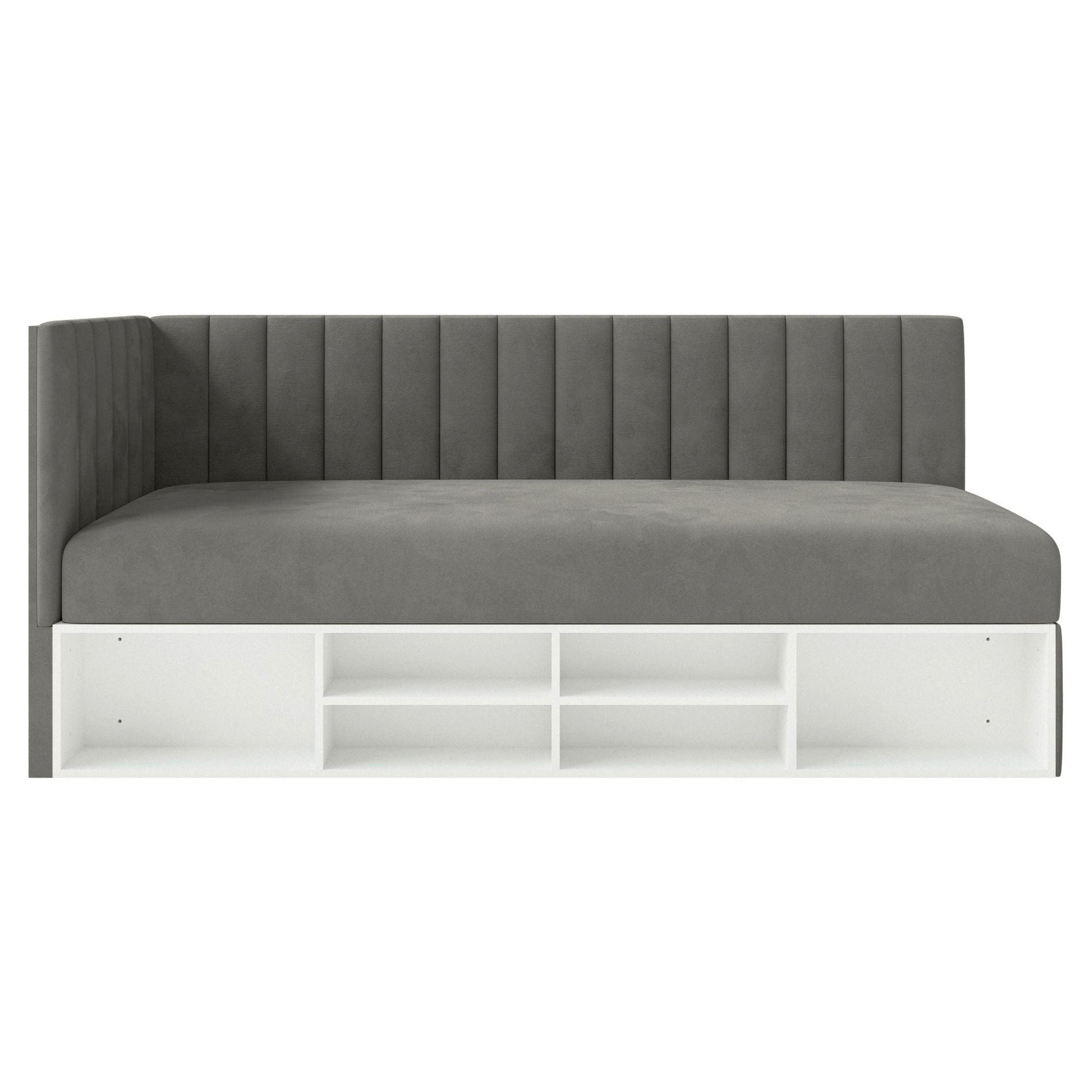 JUGENDBETT Ventrio Dunkelgrau Easy-Clean-Samtbezug 90x200 cm - Dunkelgrau, Kunststoff/Textil (90/200cm) - Selsey