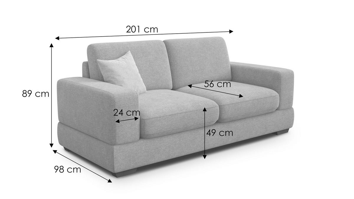 SOFA OTTO 3-Sitzer, anthracit - Schwarz/Grau, Holz/Textil (201/89/98cm) - Courtois Laville
