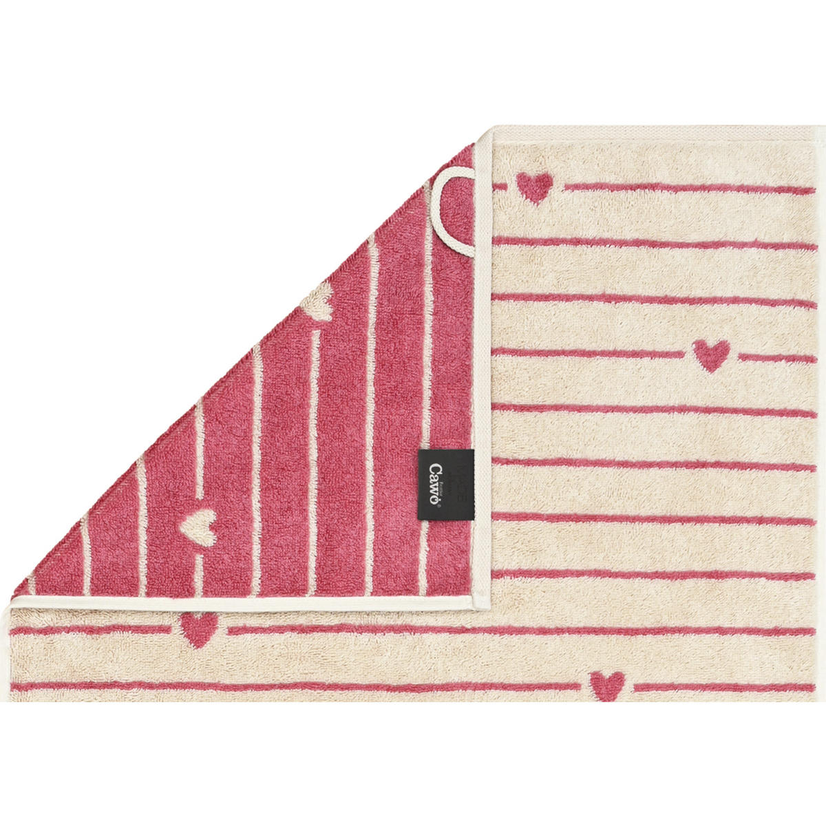 WASCHLAPPEN HEART BEATS LINES & HEARTS 6276 BEERE - 32 - Rosa, Textil (16/22cm) - Cawoe