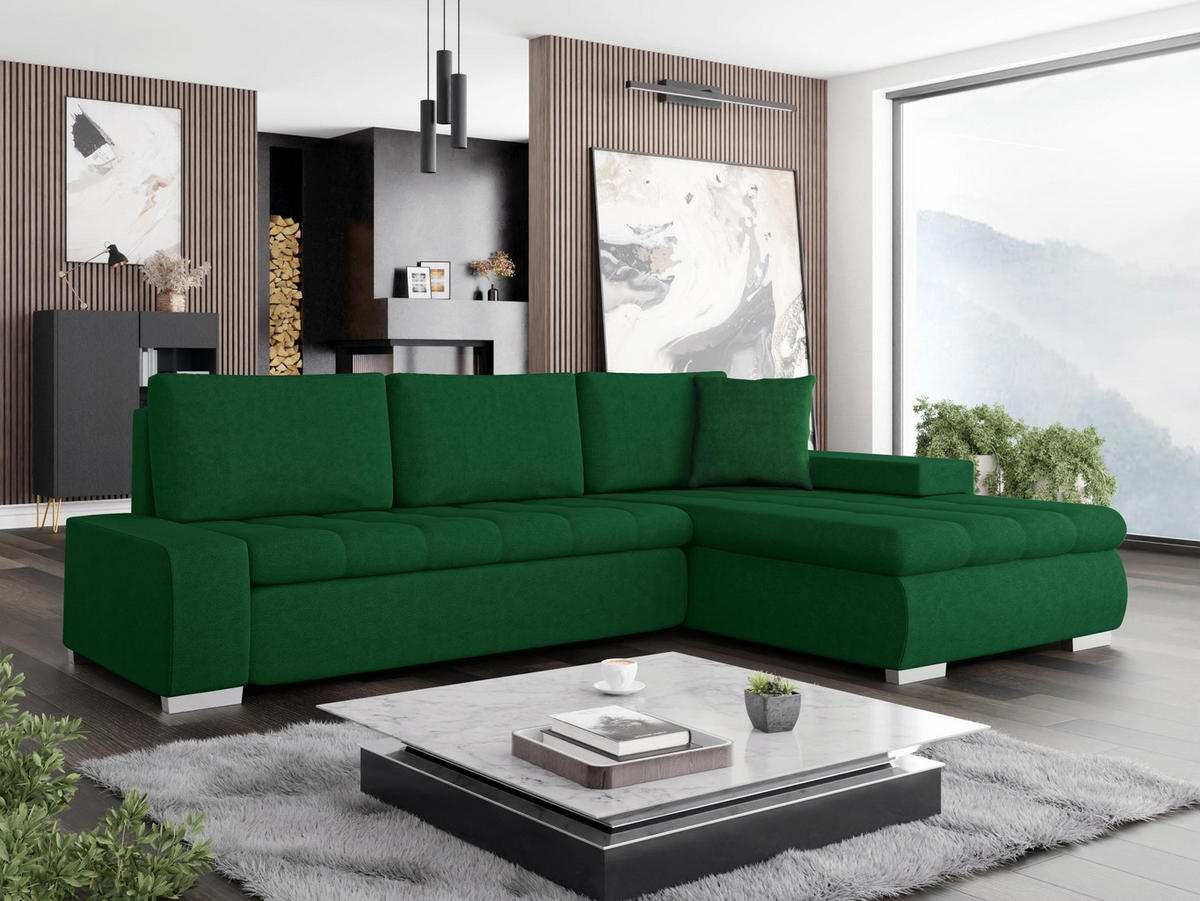 ECKSOFA Orkan Mini - Waldgrün, Holz/Textil (265/185cm) - MIRJAN24