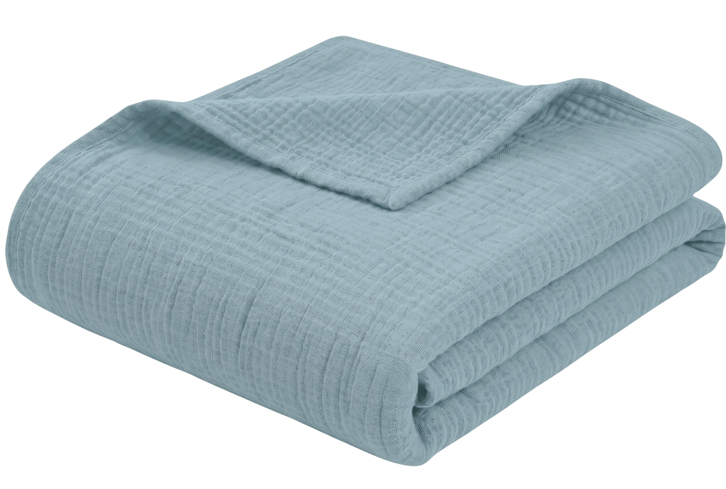 WOHNDECKE Musselin 150 x 200 cm, Leichte Kuscheldecke aus 100% Baumwolle - Nutzbar als Tagesdecke, Plaid oder Decke für Sofa, Couch & Bett - Blau - Blau, Textil (150/200cm) - Carpe Sonno