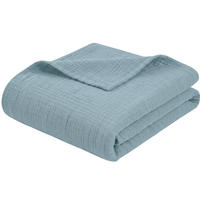WOHNDECKE Musselin 150 x 200 cm, Leichte Kuscheldecke aus 100% Baumwolle - Nutzbar als Tagesdecke, Plaid oder Decke für Sofa, Couch & Bett - Blau - Blau, Textil (150/200cm) - Carpe Sonno
