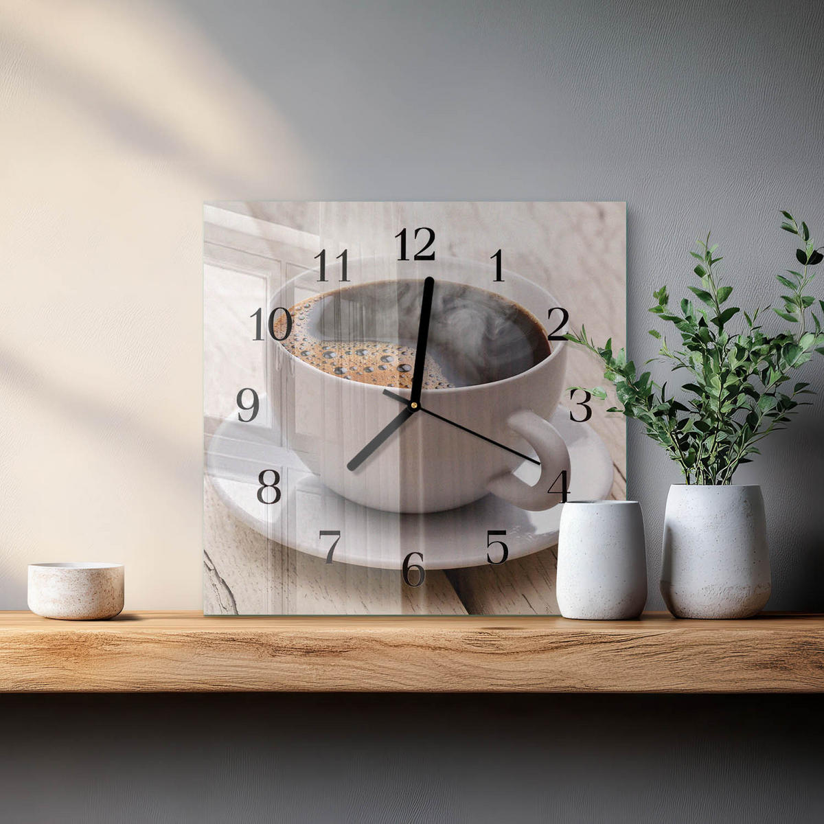 WANDUHR 30x30 cm - Kaffee - Braun, Glas (30/30/0.4cm) - TULUP
