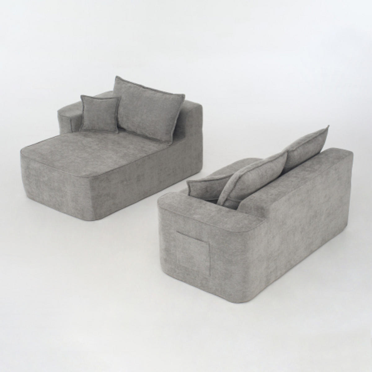 ECKSOFA aus Chenille mit modularem Design, grau - Grau, Textil (144/262cm) - Luhomfu