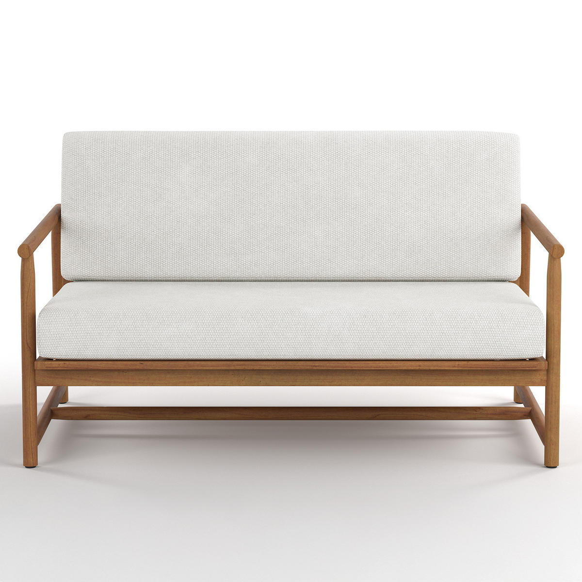 LOUNGEGRUPPE - 4-teilig - Akazie massiv / Webstoff - Akazie Braun / Creme - Creme/Akaziefarben, Holz/Kunststoff - home24