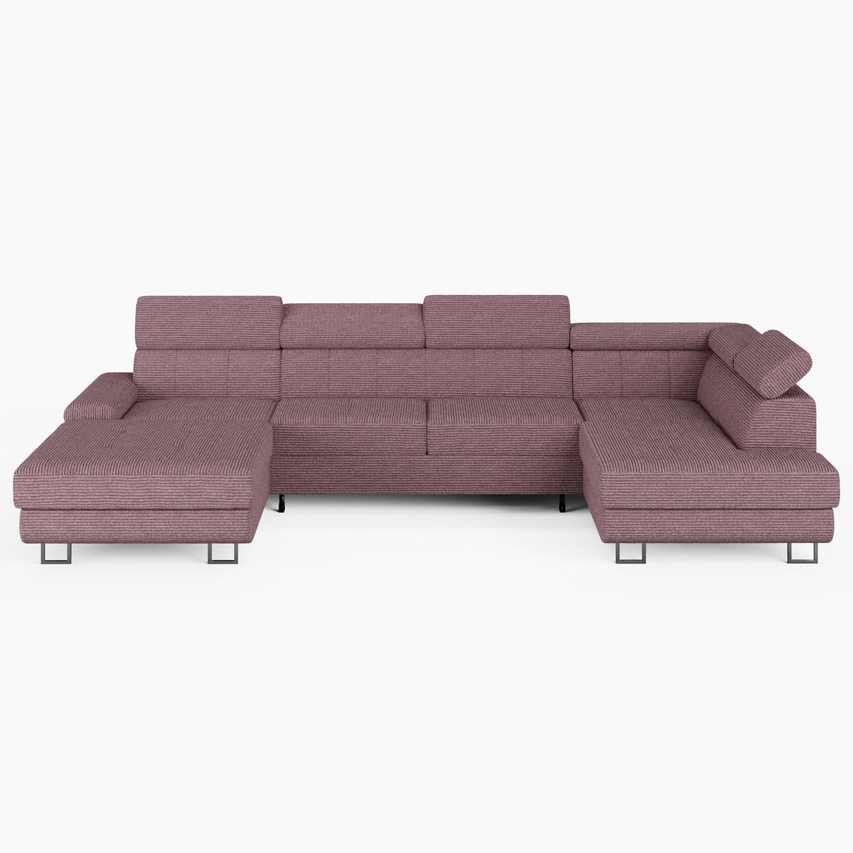 WOHNLANDSCHAFT MARRY Rechts Rosa Cord-Stoff mit Schlaffunktion und zwei Bettkästen - Pink, Holz/Metall (190/90/335cm) - Barchello