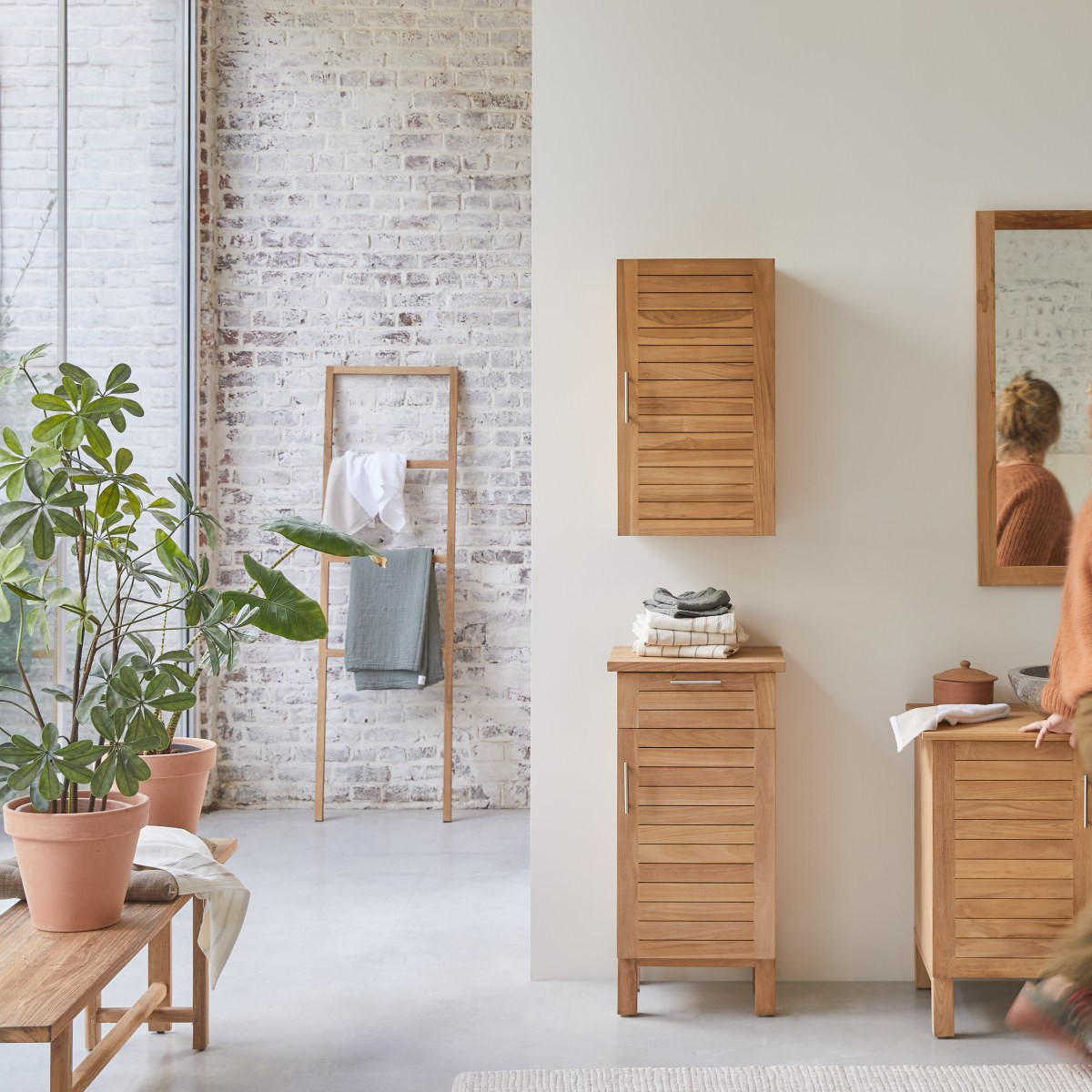 HOCHSCHRANK Soho Natur aus Teak - Naturfarben, Holz (45/90/36cm) - Tikamoon