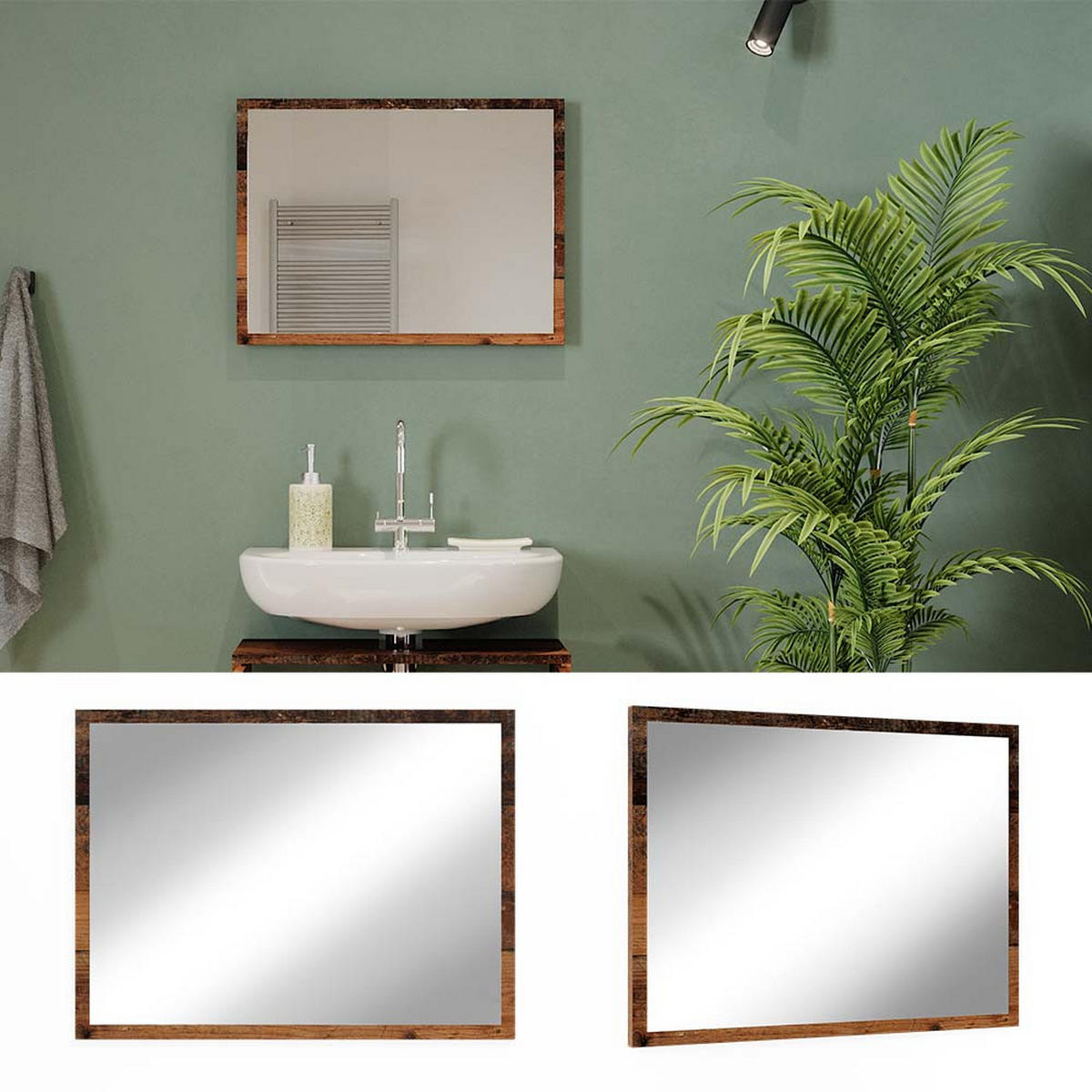 KOUPELNOVÉ ZRCADLO Kiko Rustikální dub - divoký dub, sklo (45/60/2cm) - Vicco