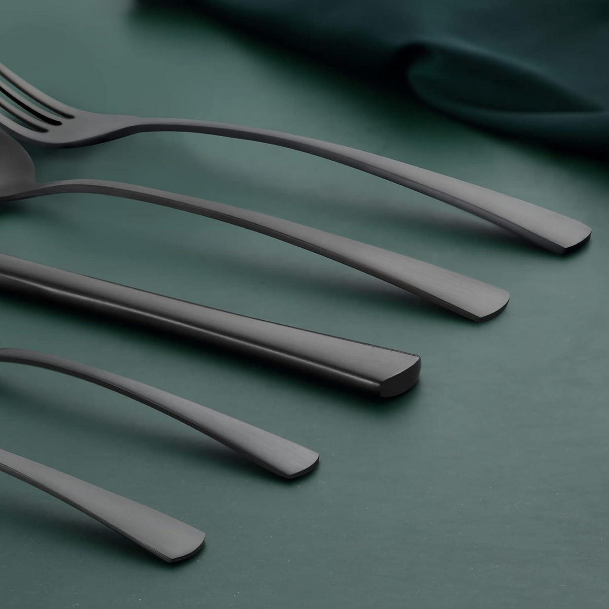 BESTECKSET 60-teilig Schwarz Matt - Schwarz, Metall