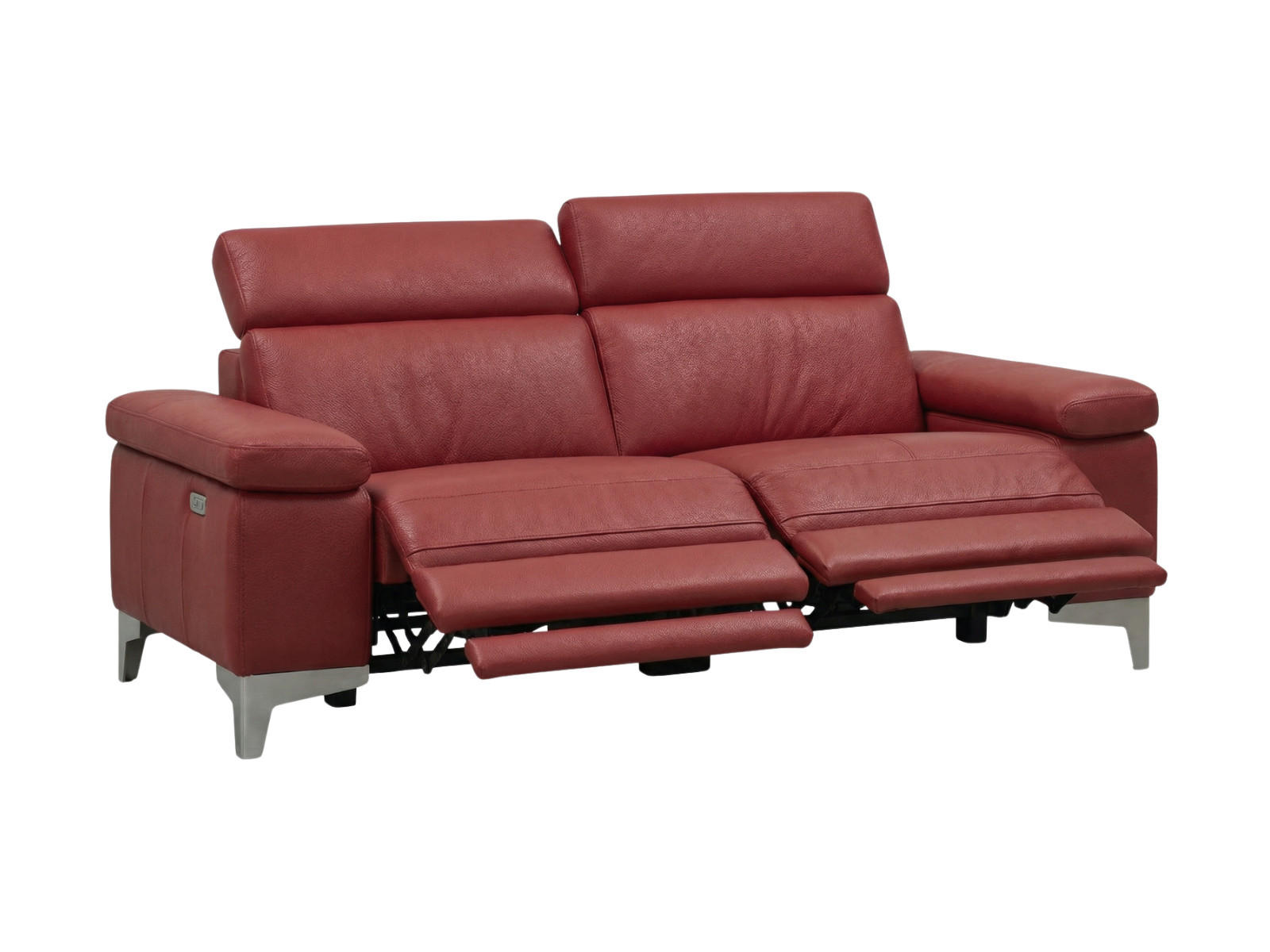 3-SITZER Sofa Talisman Echtleder mit 2 x Relaxfunktion Rot - Rot, Leder/Metall (216/80/100cm)