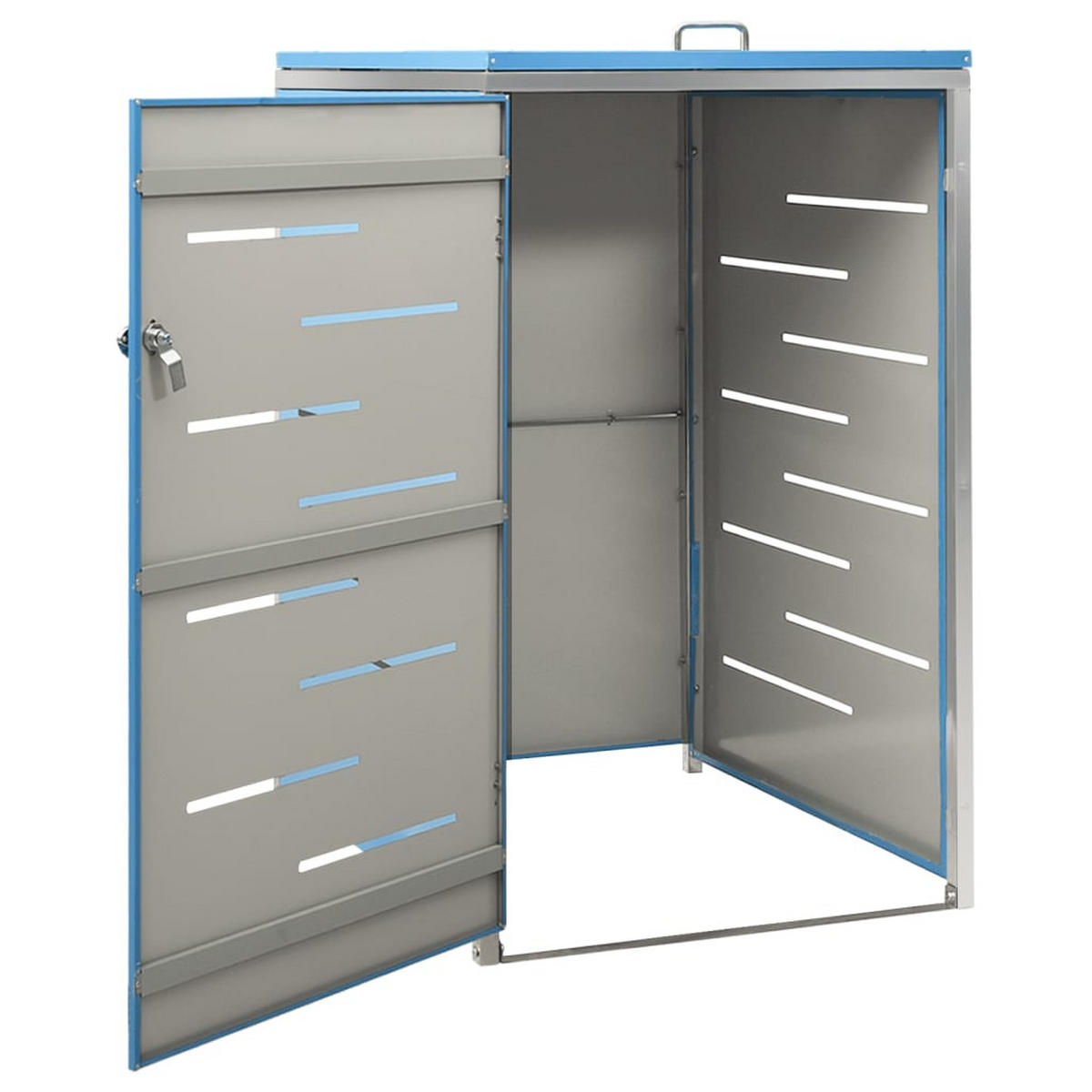 1ER Mülltonnenbox JAGU Edelstahl | Blau | 115x69x77,5cm | Für 1 Tonne 240L - Blau, Metall (69/115/77.5cm) - DELUKE