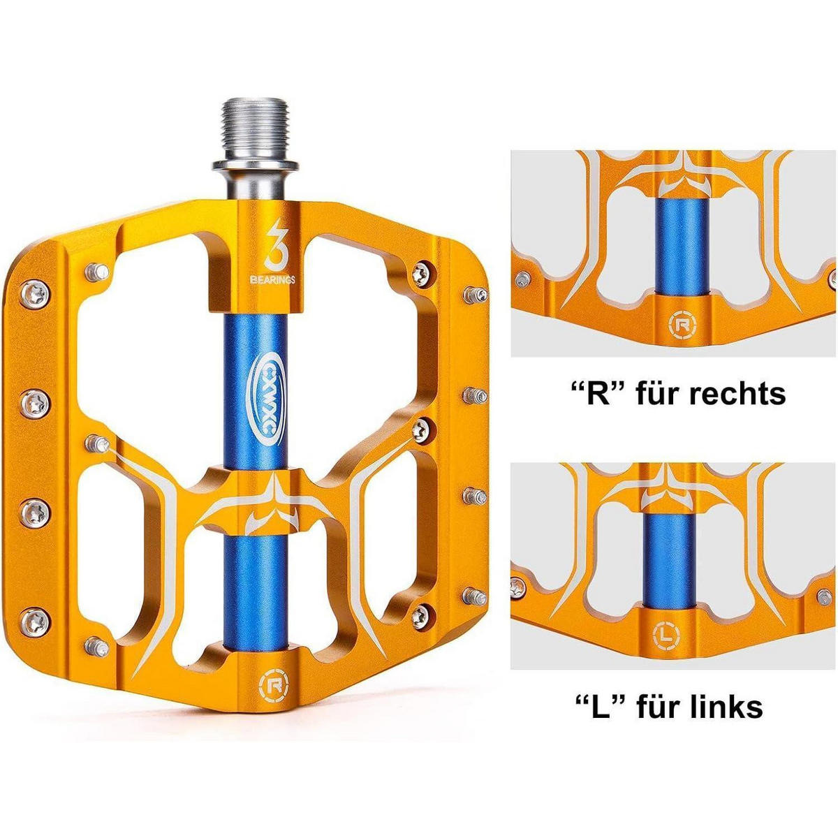 FAHRRADPEDALE Aluminiumlegierung 3 Lager Gold - Goldfarben, Metall (10.5/1.5/10.5cm)
