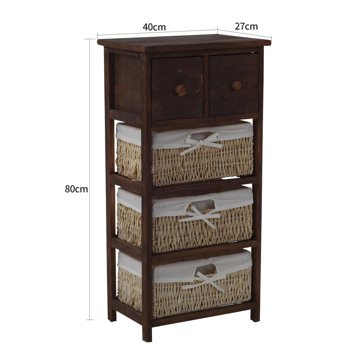 SCHUBLADENSCHRANK Braun 27/40/80 cm - Braun, Holz (27/80/40cm) - Mobili Rebecca
