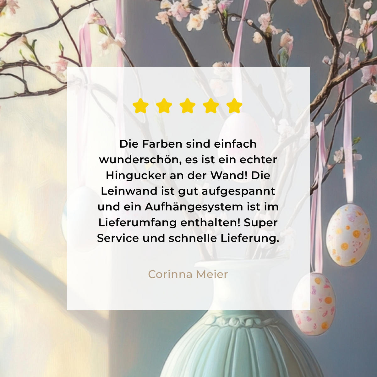 LEINWANDBILD Stillleben - Vase - Osterzweig Wandbilder 80x60 cm - Hellblau, Textil (80/60cm) - MuchoWow