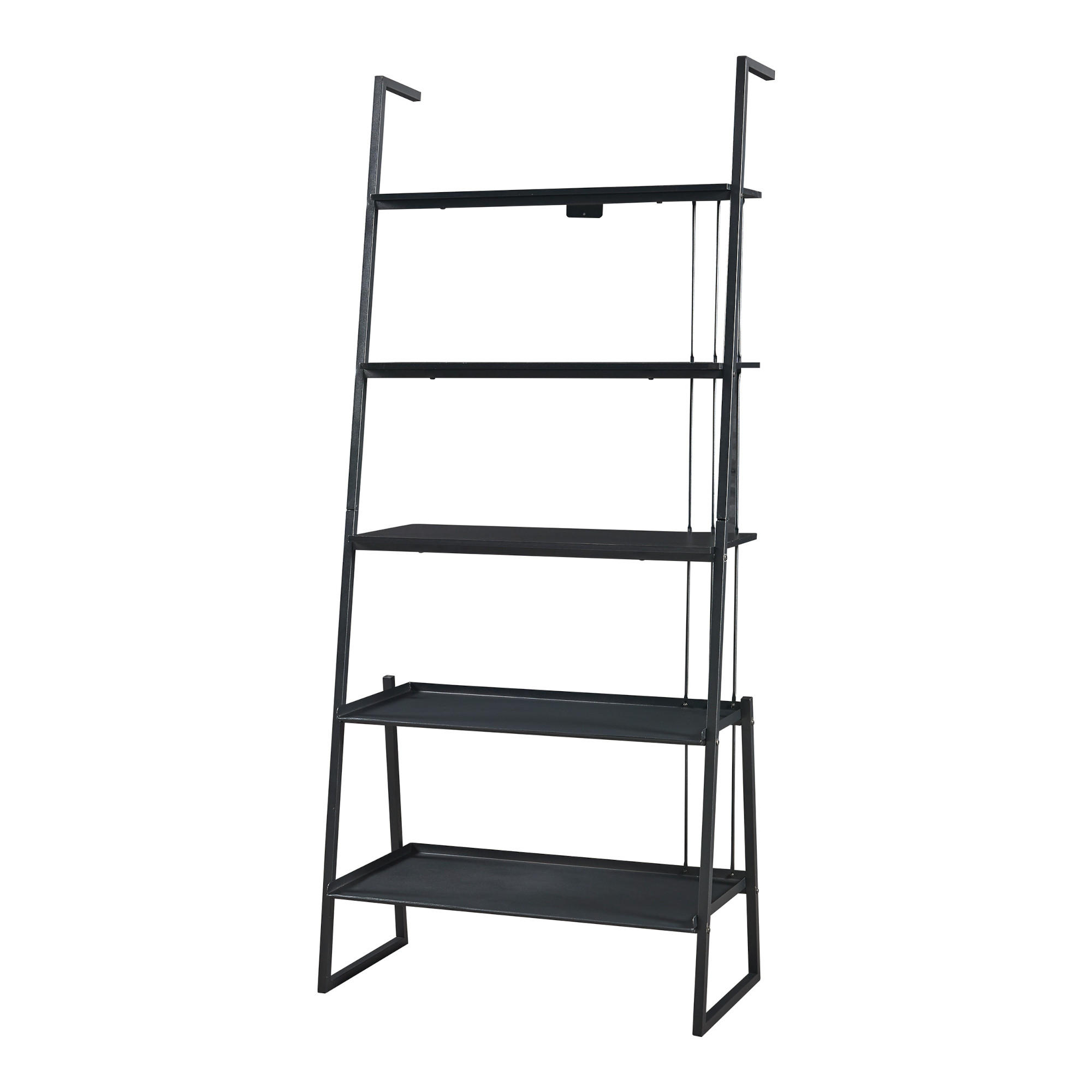 LEITERREGAL Storfjord - Schwarz, Holzwerkstoff/Metall (80/183.5/40cm) - [en.casa]
