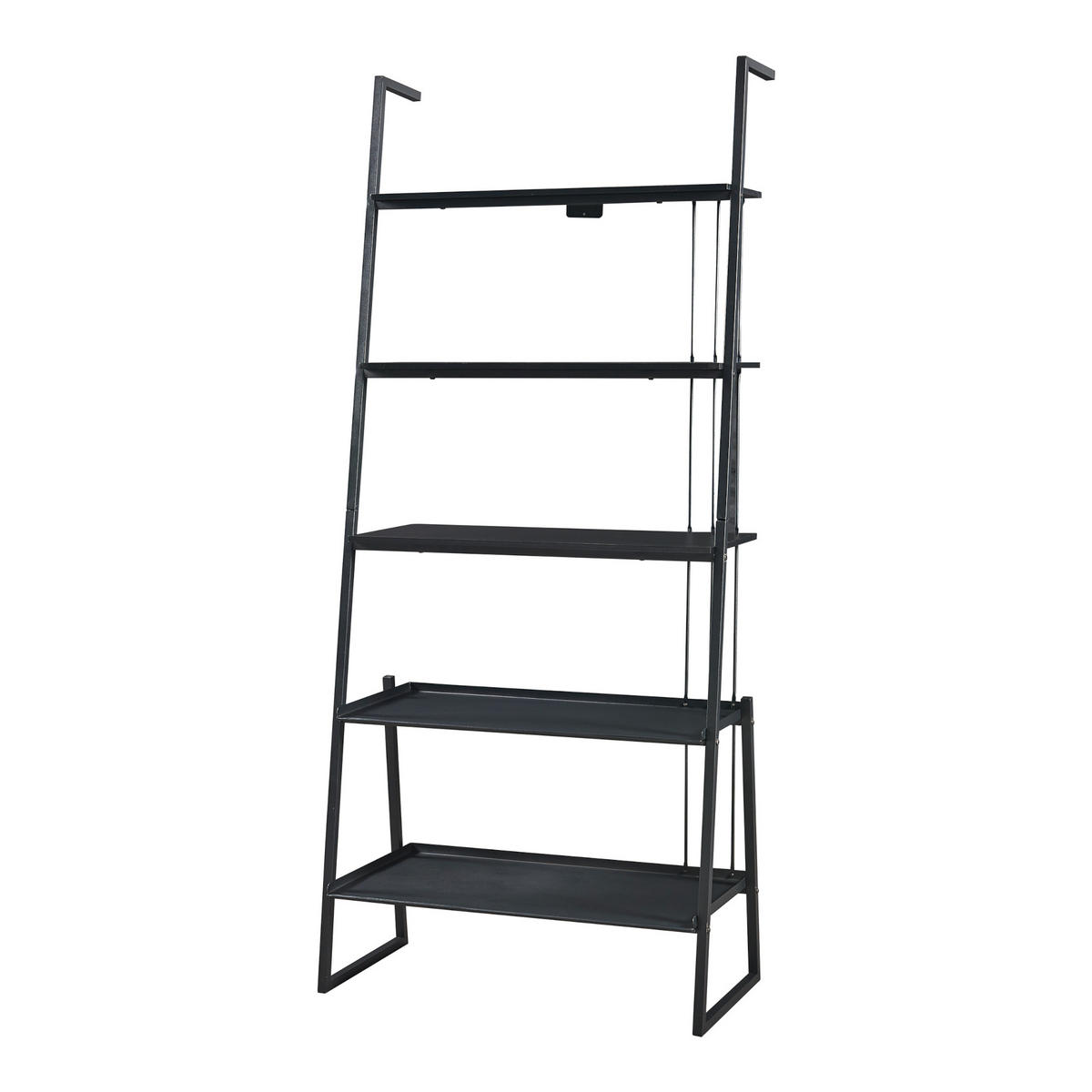 LEITERREGAL Storfjord - Schwarz, Holzwerkstoff/Metall (80/183.5/40cm) - [en.casa]