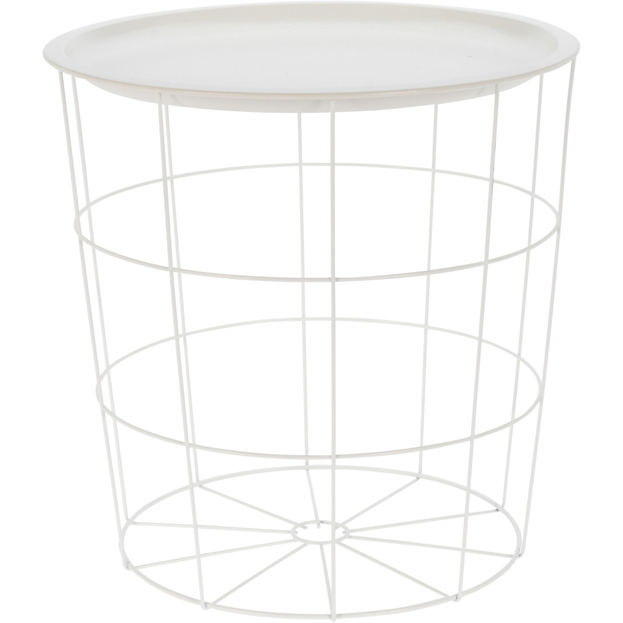 BEISTELLTISCH aus Metall mit Korb Weiß 40/40/40 cm - Weiß, Metall (40/40/40cm) - Home Styling Collection