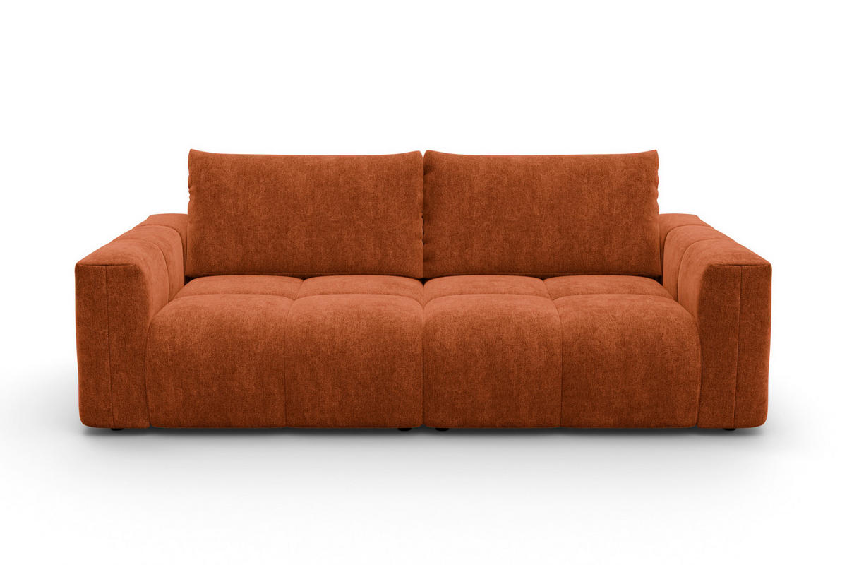 SOFA VERONA 3-Sitzer, Orange - Schwarz/Orange, Holz/Textil (224/83/110cm) - Courtois Laville
