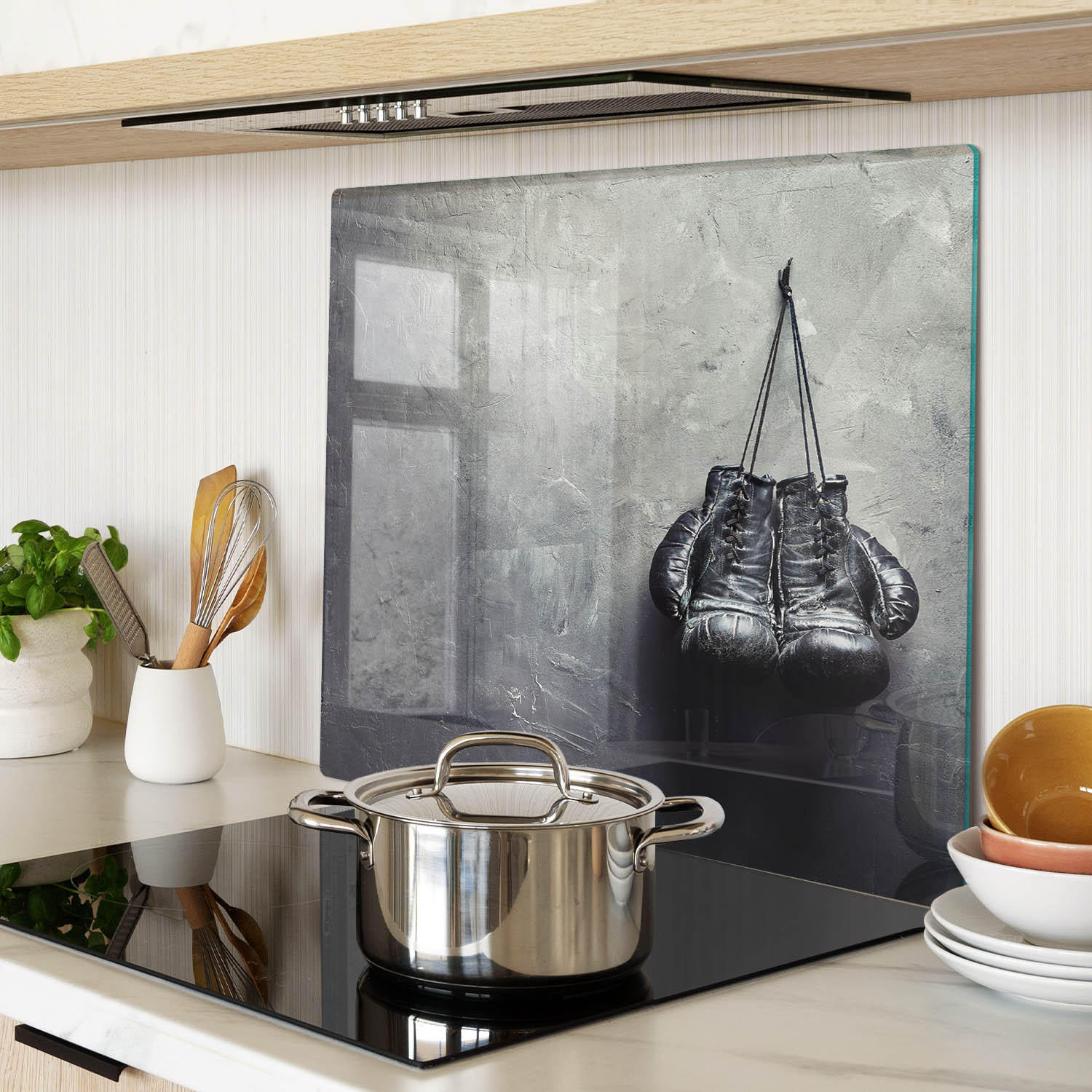 GLASPLATTE 60x52 cm Boxhandschuhe - Schwarz, Glas (60/0.4/52cm) - TULUP