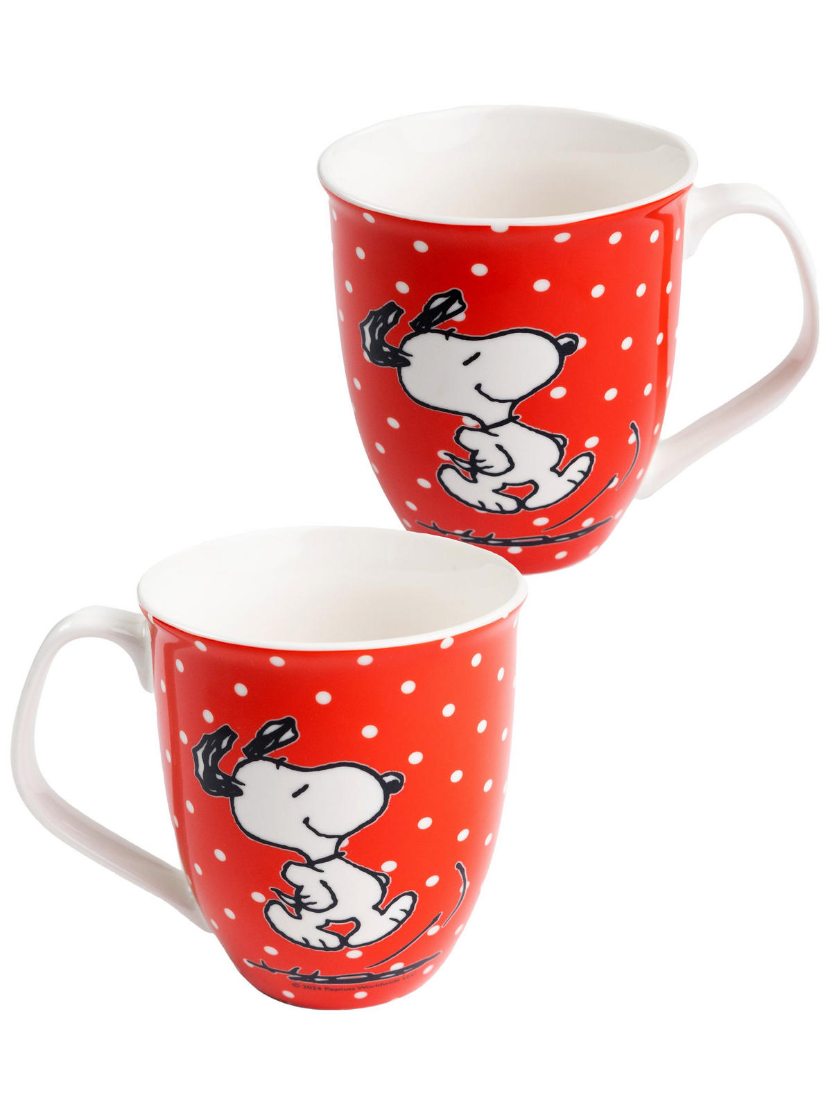 KAFFEEBECHER The Peanuts Snoopy Punkte Rot/Weiß 280 ml - Rot, Keramik (0.28L) - United Labels