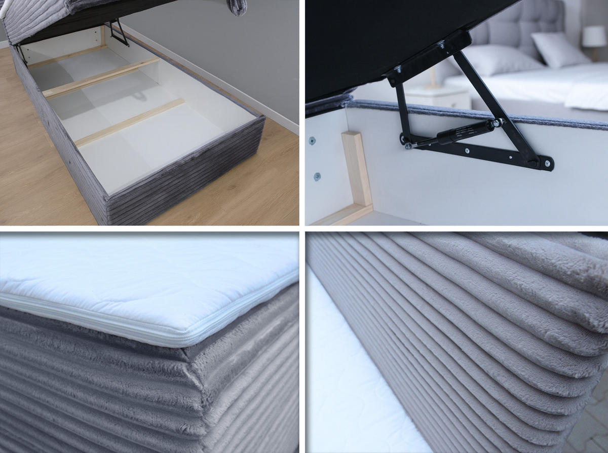 BOXBETT Mollo Mini - 100x200 - dunkelgrau (Tilia 90, Cord) - Dunkelgrau/Schwarz, Holz/Holzwerkstoff (100/200cm) - Sofnet