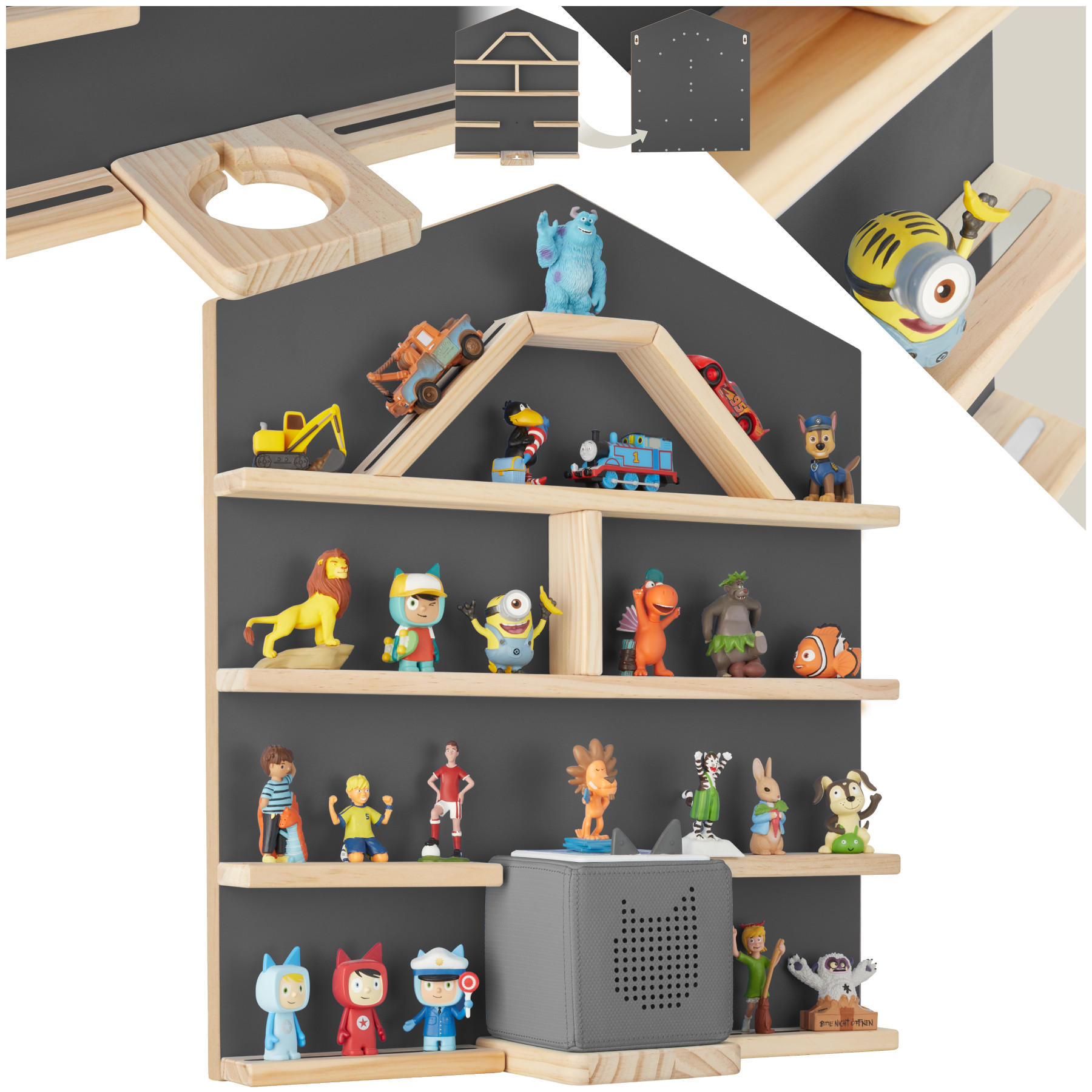 WANDREGAL Mylittle Story,50 x 15,5 x 60 cm,anthrazit - Anthrazit, Holz (50/60/15.5cm) - tectake