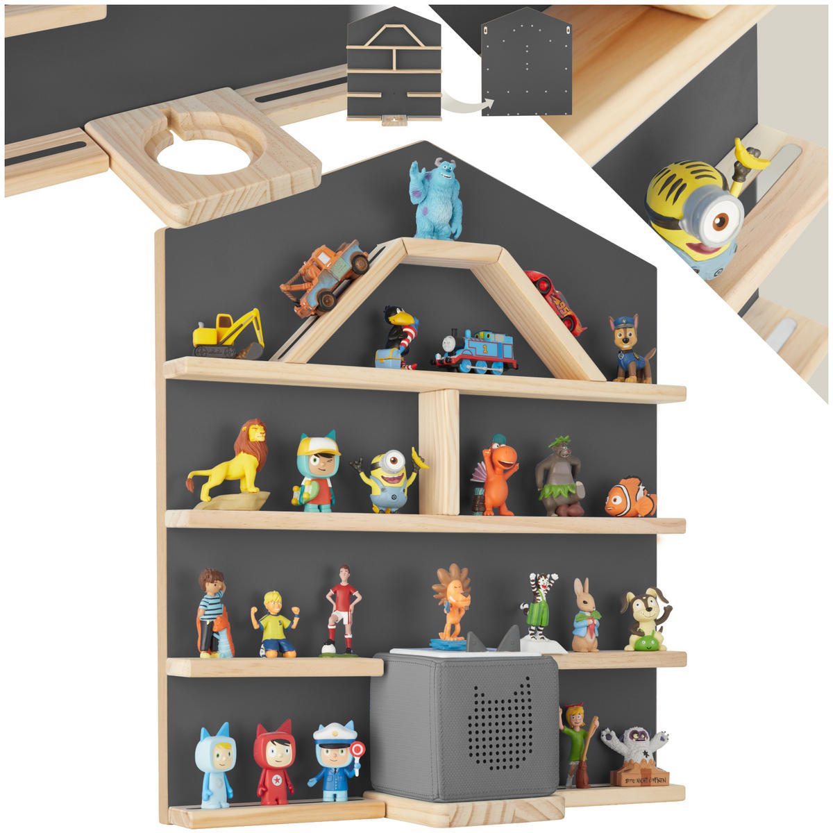 WANDREGAL Mylittle Story,50 x 15,5 x 60 cm,anthrazit - Anthrazit, Holz (50/60/15.5cm) - tectake