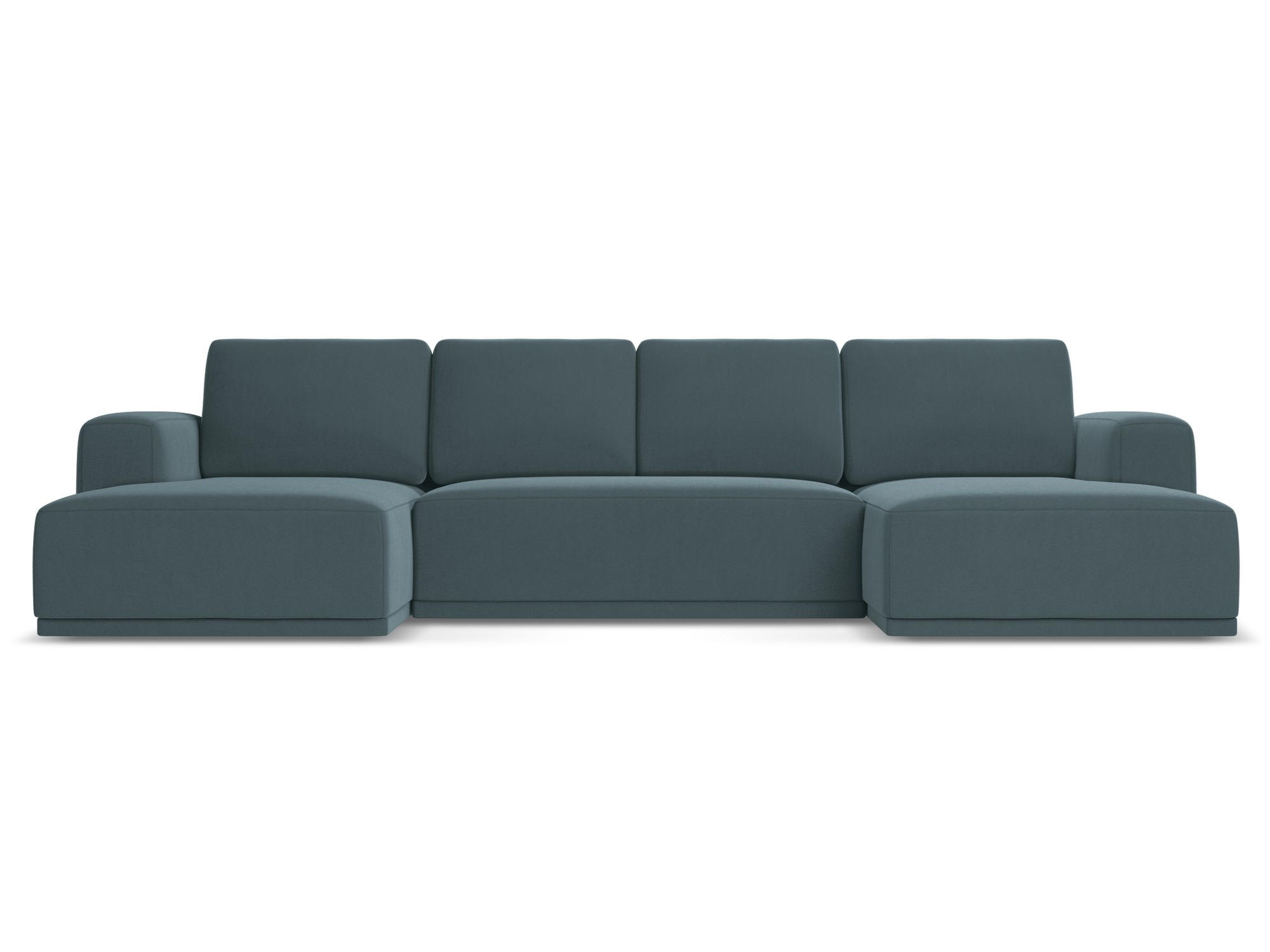 WOHNLANDSCHAFT Samt Stoff Blau - Blau/Petrol, Kunststoff/Textil (333/91/160cm) - Makamii