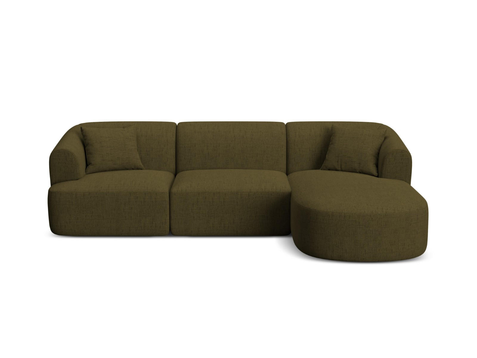 MODULARES-ECKSOFA rechts Campi aus strukturiertem Stoff grün 4 Sitzplätze - Grün, Textil (156/256cm) - Cosmopolitan Design