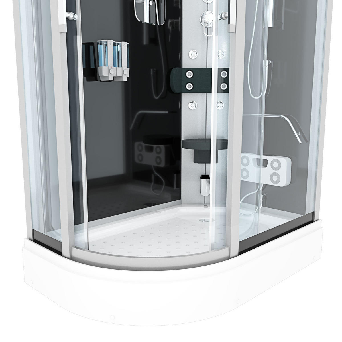 DUSCHE Duschkabine D60-73T0L Schwarz 120x80 - Schwarz, Glas/Kunststoff (120/80/215cm) - AcquaVapore by Sandra Jentho