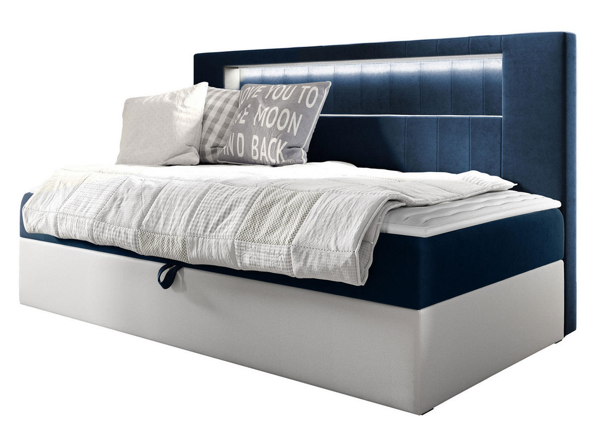 BOXBETT Gold Junior 2 - Blau/Weiß, Holz (100/200cm) - MIRJAN24