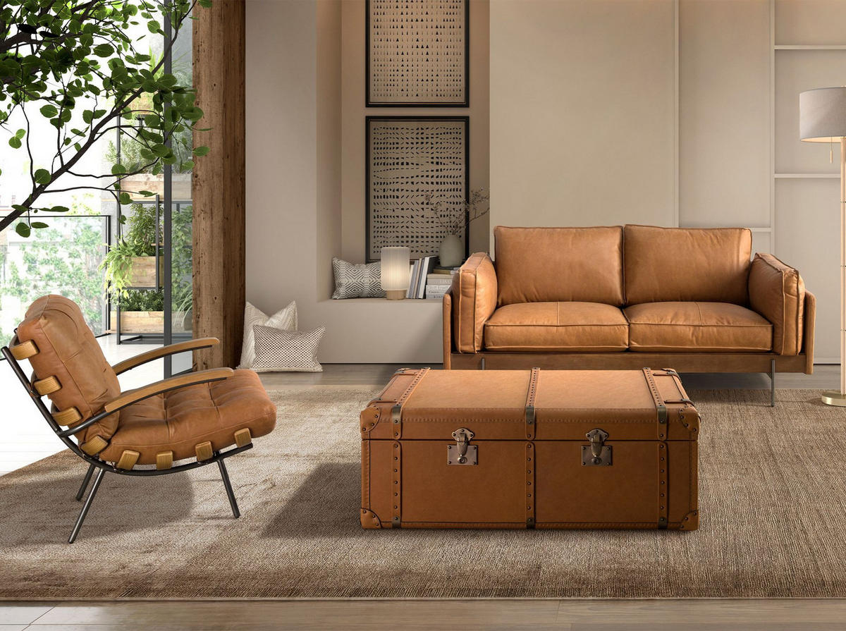 SESSEL Sessel aus braunem Leder und Esche 70/91/80 cm - Braun, Leder (70/80/91cm) - ANGEL CERDA