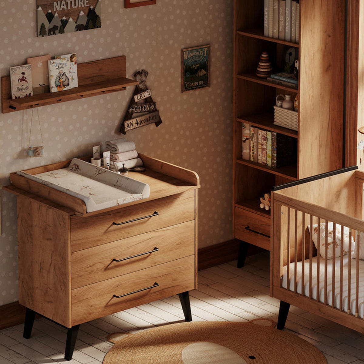 DETSKÁ KOMODA Retro Drevo - hnedá, kompozitné drevo (100/92.2/52.4cm) - Petits-meubles