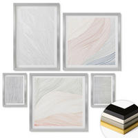 WANDBILDER 5er Set - 50x50 cm & 20x30 cm & 40x60 cm Silberner Rahmen - Leuchtende Strukturen, Sandmuster - Silberfarben, Kunststoff (40/60cm) - ArtPrintCave