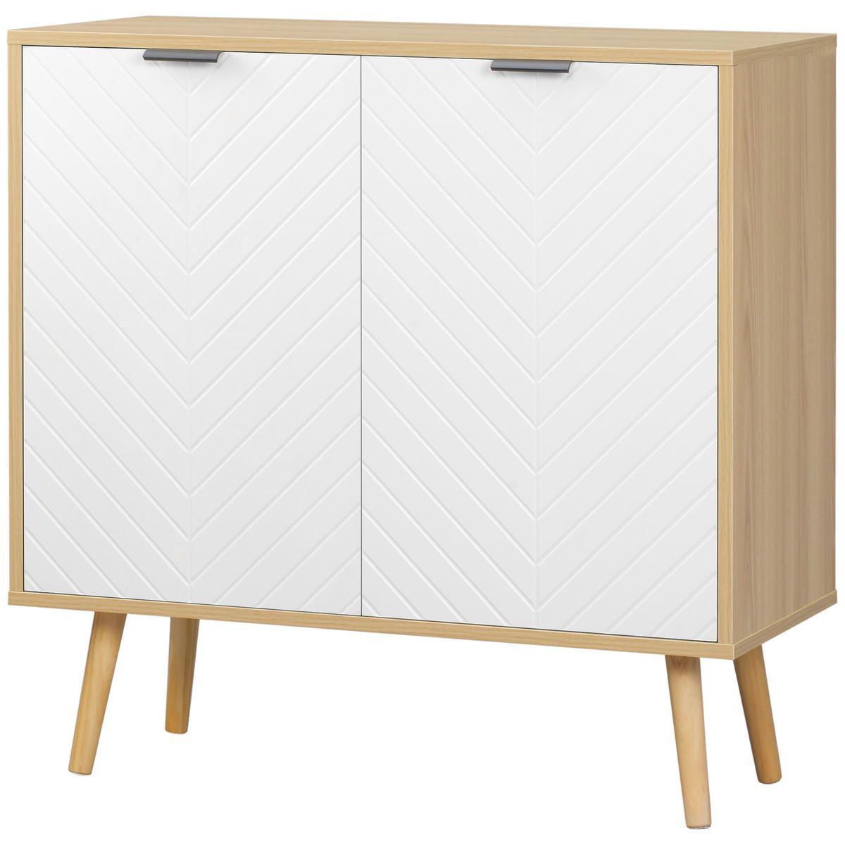 SIDEBOARD DE-11289 2 Türen Weiß/Naturholz - Weiß, Holzwerkstoff (77/77.5/35cm) - ComfortXL