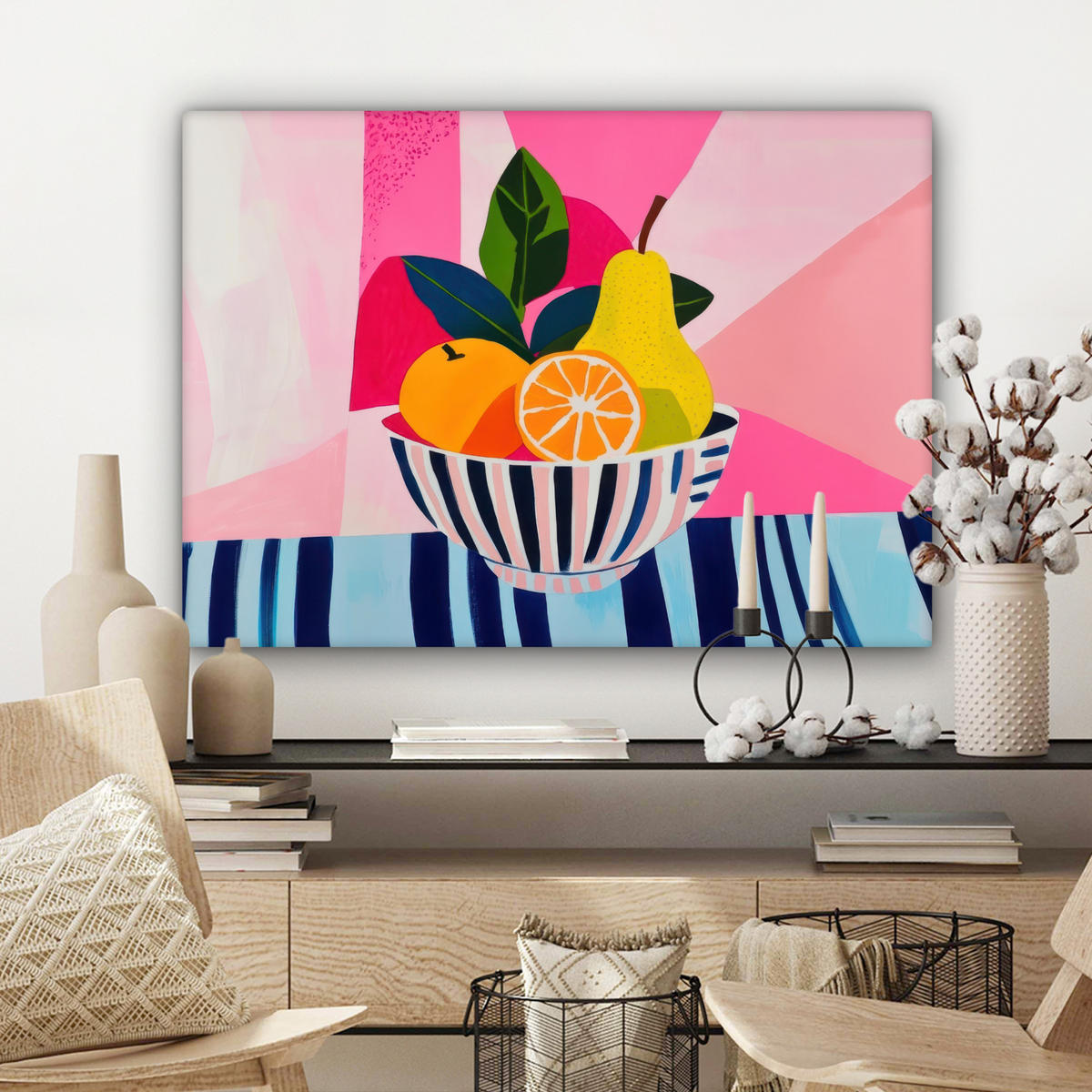 LEINWANDBILD Obst - Abstrakter Hintergrund - Rosa Wandbilder 80x60 cm - Pink, Textil (80/60cm) - MuchoWow