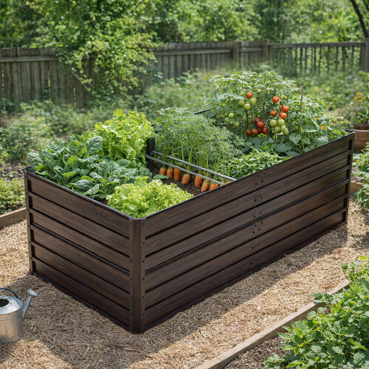 HOCHBEET 190/90/64 cm Schwarz (1 Stück) - Naturfarben, Metall (90/64/190cm) - Oxeza