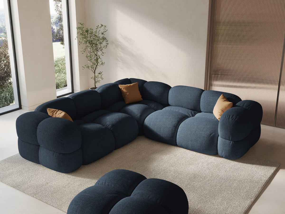 WENDBARES-ECKSOFA Loretto aus strukturiertem Stoff dunkelblau 4 Sitzplätze - Dunkelblau, Textil (250/250cm) - Cosmopolitan Design