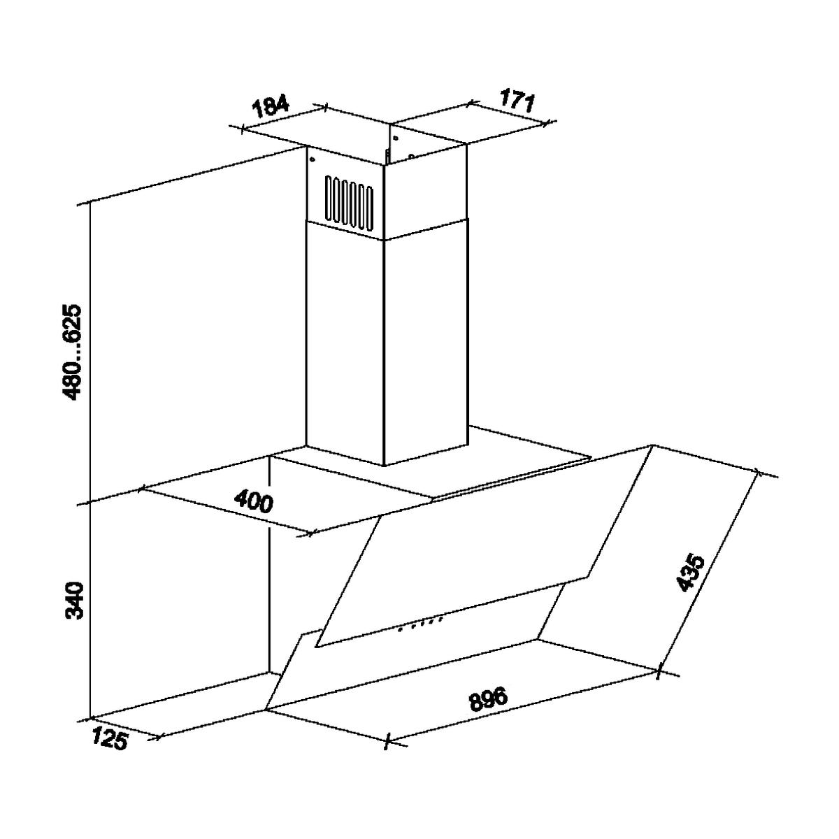DUNSTABZUGSHAUBE GCH D 268 BL 9 Prime N 90 cm Schwarz - Schwarz, Glas/Metall (90/96.5/40cm) - Gurari