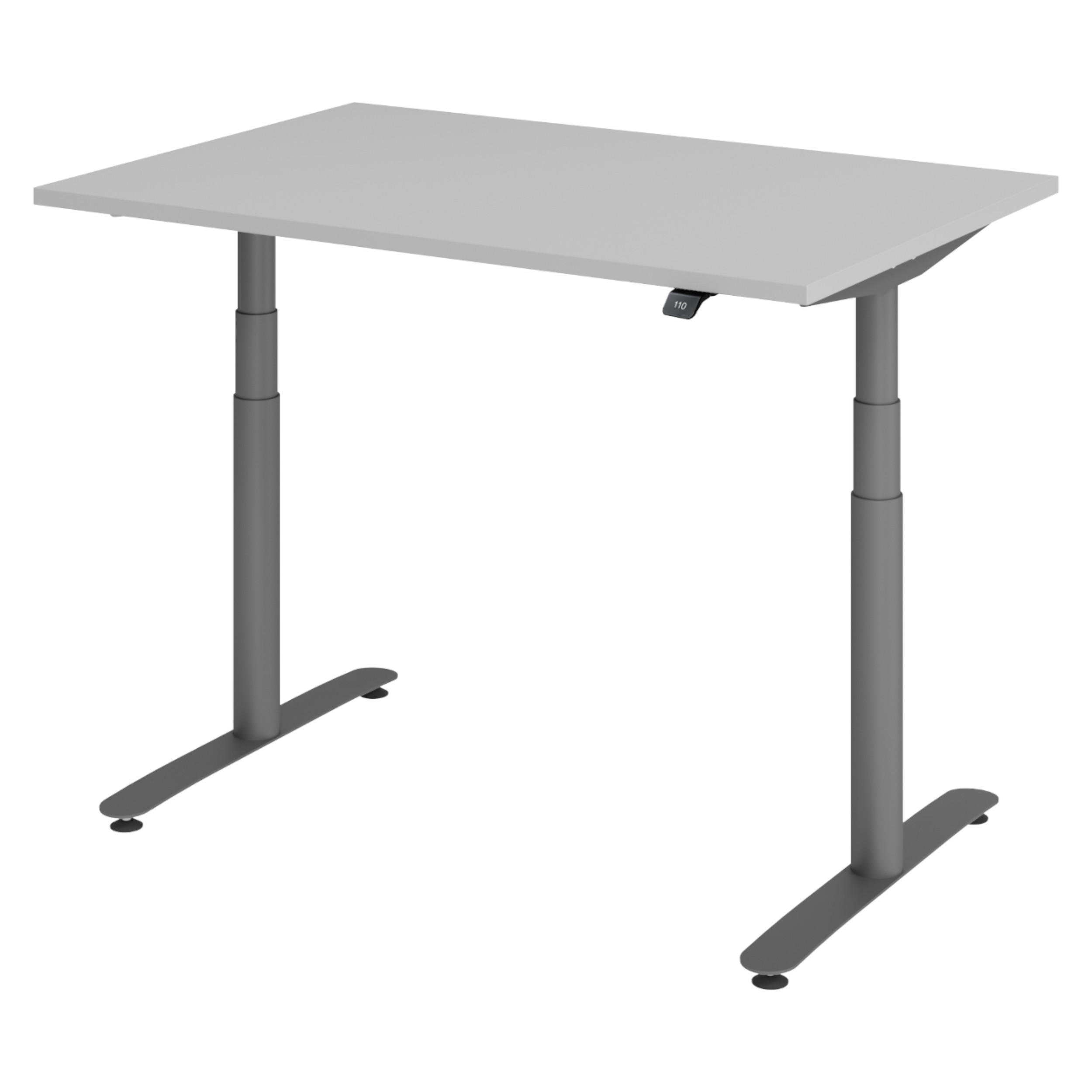 SCHREIBTISCH elektrisch Bluetooth & App XDLR 120/80/72 cm in Grau/Graphitfarben - Graphitfarben/Grau, Holzwerkstoff (120/80/72cm) - bümö