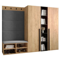 GARDEROBEN-SET 214/184/42 - Eichefarben/Schwarz, Holz/Kunststoff (214/184/42cm) - MÖBEL KRYSPOL