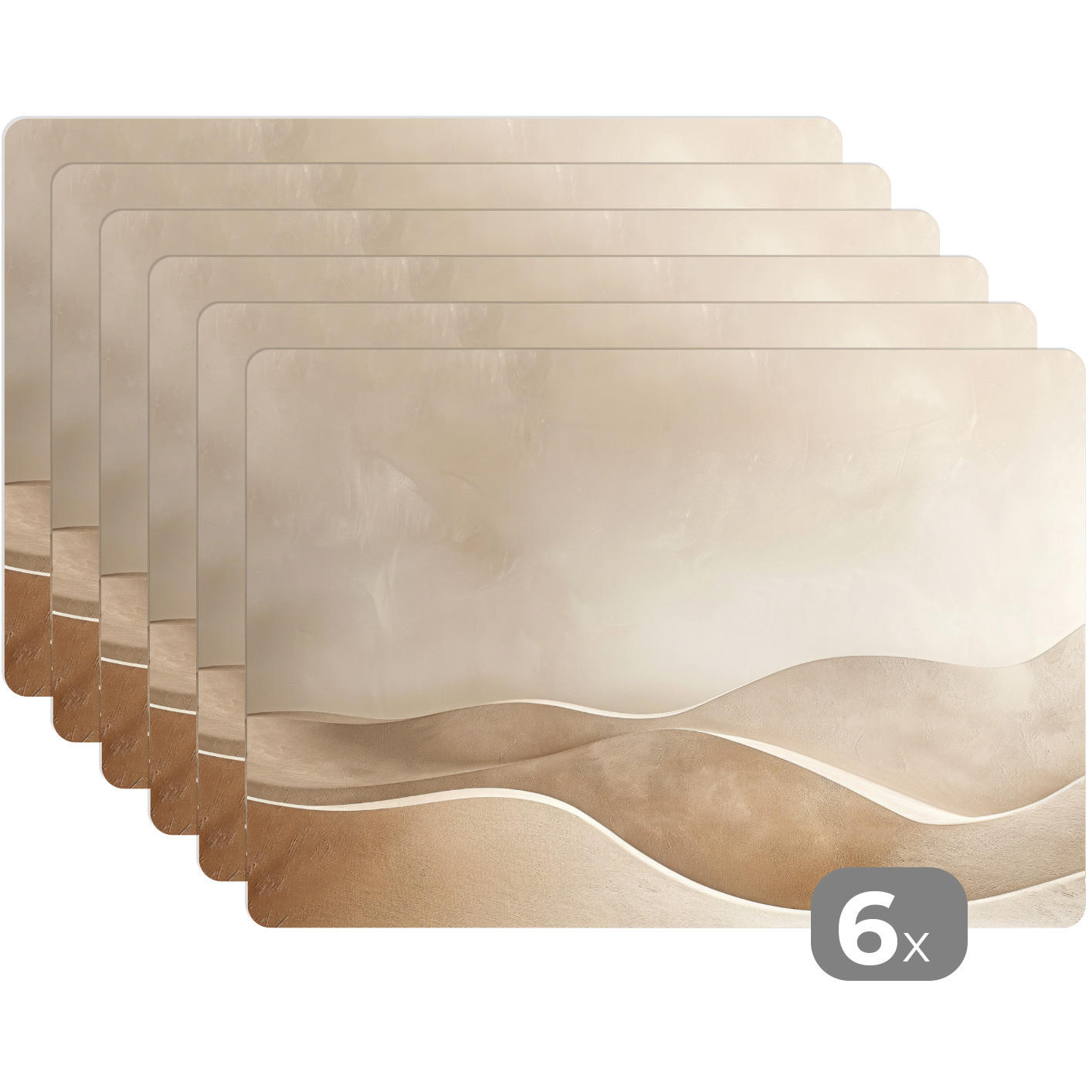 PLATZSETS 6er-Set Beige - Natur - Abstrakt - Modern 45x30 cm Tischset - Champagner, Kunststoff (0.3/45/30cm) - MuchoWow