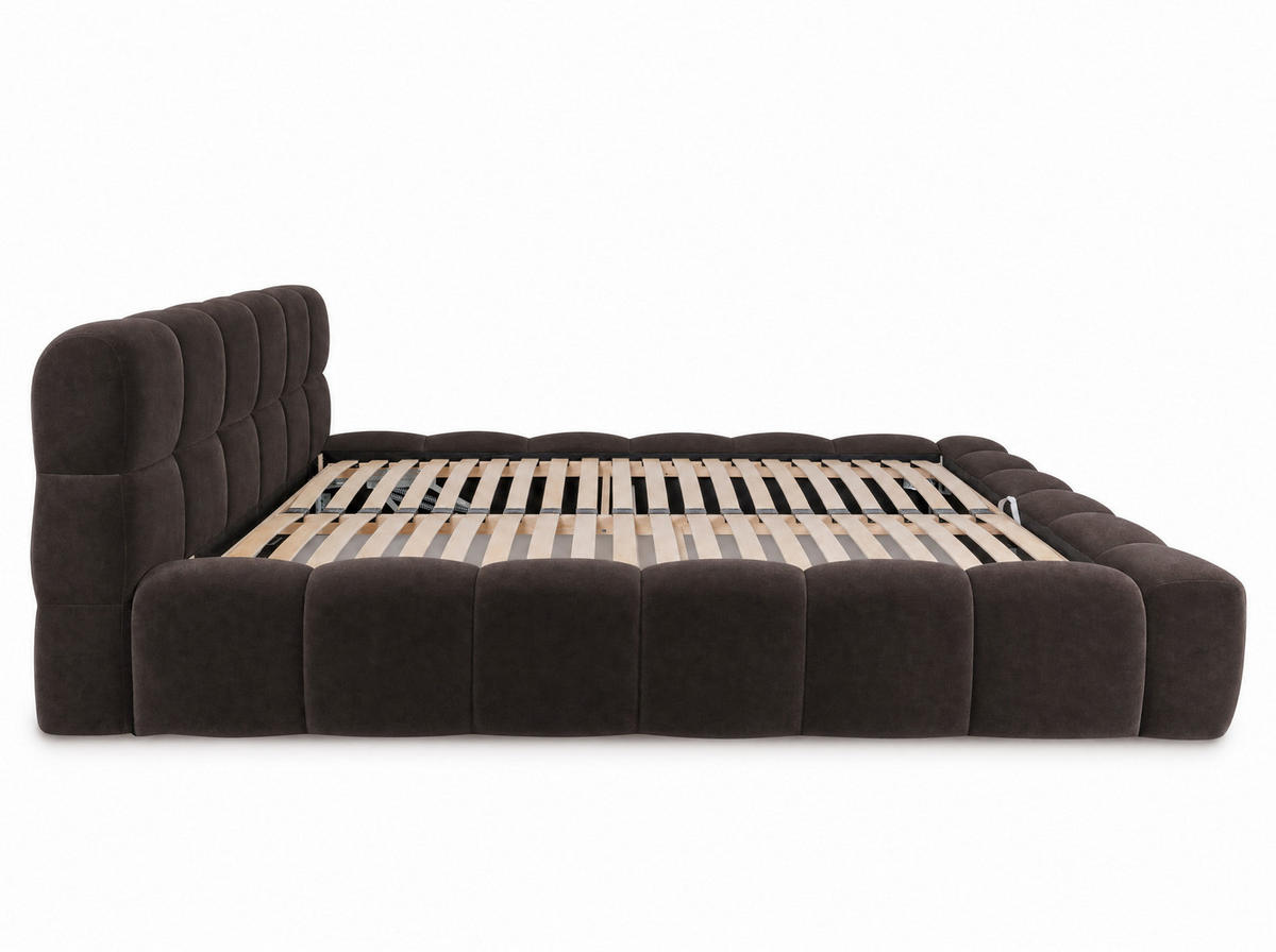 POLSTERBETT Miley Braun 180/200 cm Samt mit Bettkasten - Braun, Holz/Textil (180/200cm) - wonello