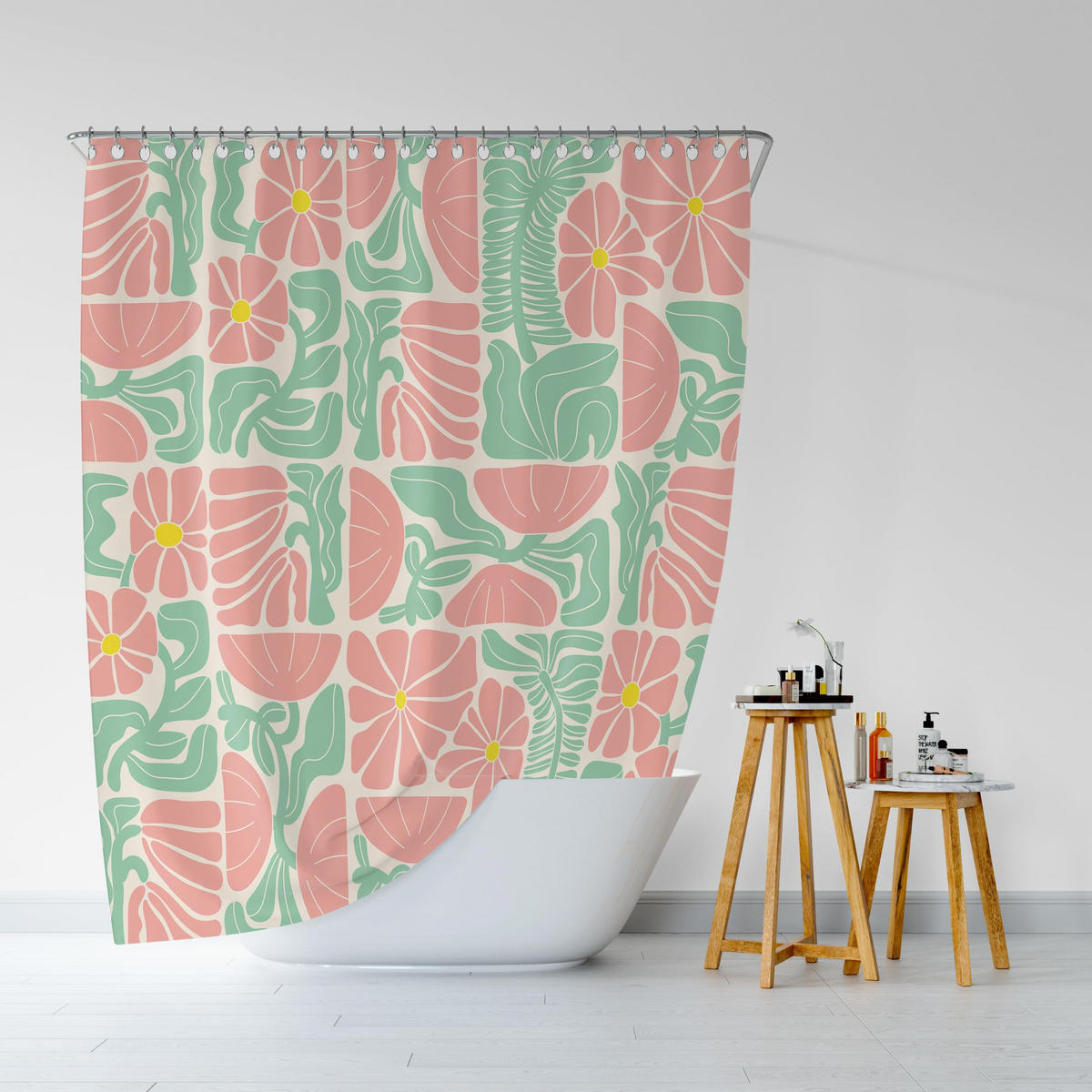 DUSCHVORHANG Polyester geometrisch abstrakt modern Mitte Stil wasserdicht mit Haken - Multicolor, Textil (180/180cm) - MCBOSON
