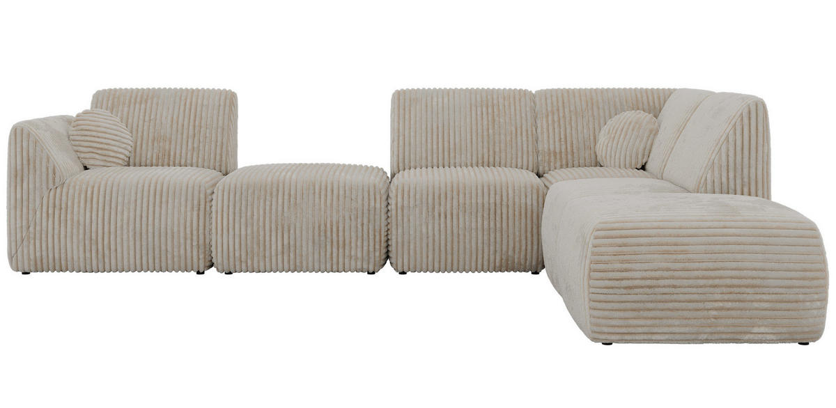 ECKSOFA NOARA 6M L Beige Cord - Rechts - Beige/Schwarz, Kunststoff/Textil (355/244cm) - MKS
