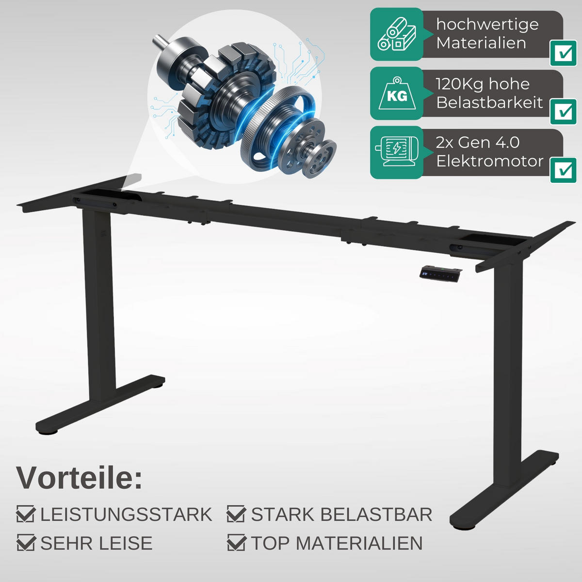 TISCHGESTELL HÖHENVERSTELLBAR LIFT S5 schwarz - Schwarz, Metall (68/180/118cm) - Albatros