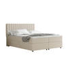 BOXBETT Everest beige 160 x 200 cm Doppelbett mit hochwertiger Bonell-Matratze und Topper - Creme, Holz (160/200cm) - Panda Möbel