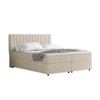 BOXBETT Everest beige 160 x 200 cm Doppelbett mit hochwertiger Bonell-Matratze und Topper - Creme, Holz (160/200cm) - Panda Möbel